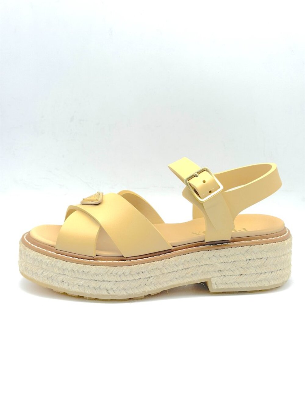 PRADA Triangle Logo Stride Flow Crisscross Platform Espadrille Sandals - Picture 3 of 16
